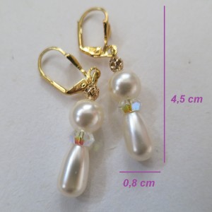 Auskari ar SWAROVSKI pērlem un SWAROVSKI kristāliem "Northern Lights", zelta pārklājums